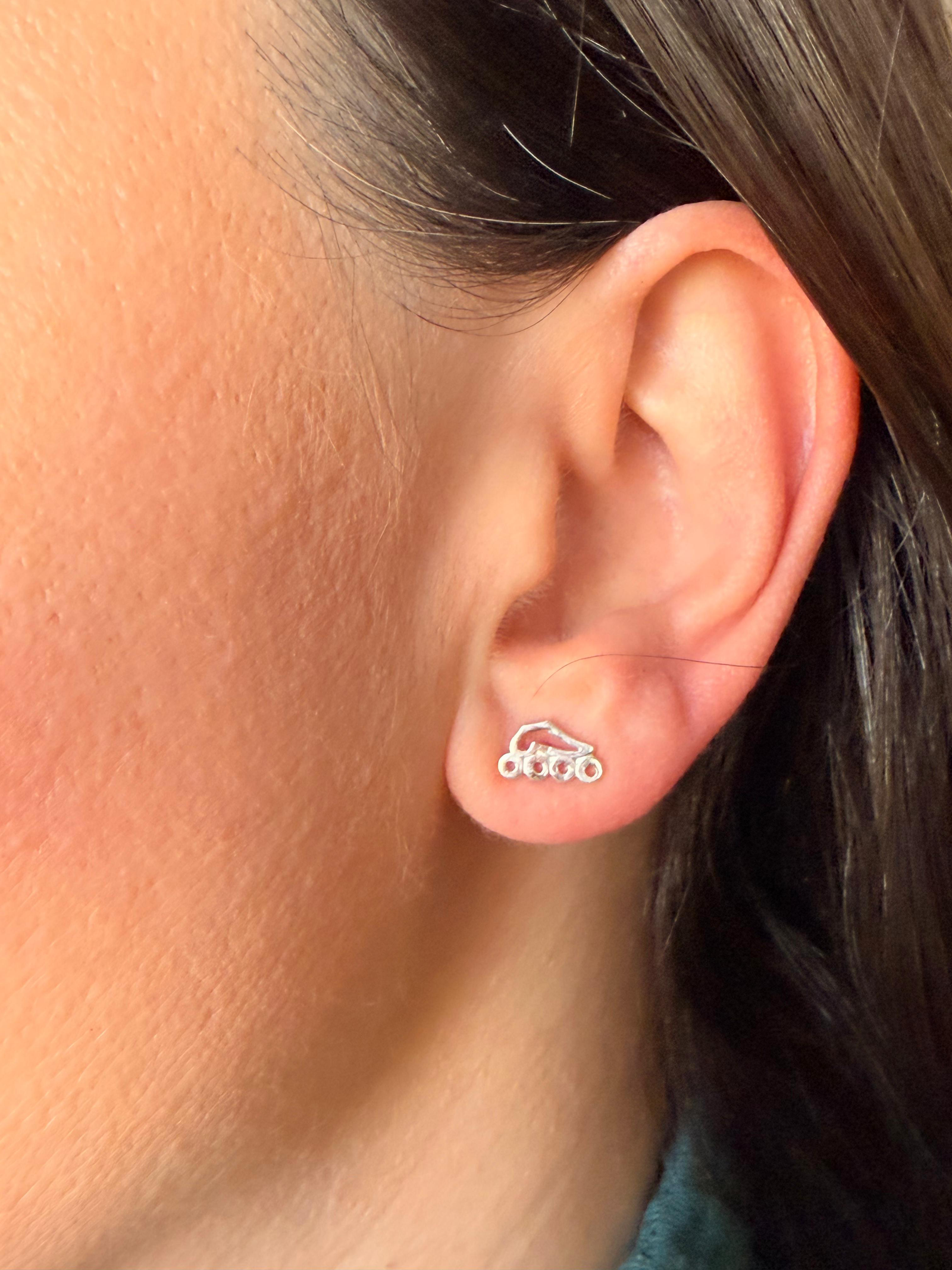 Inline Skate Stud Earrings – Solid Sterling Silver 🛼✨ (Handmade in Texas 🇺🇸)