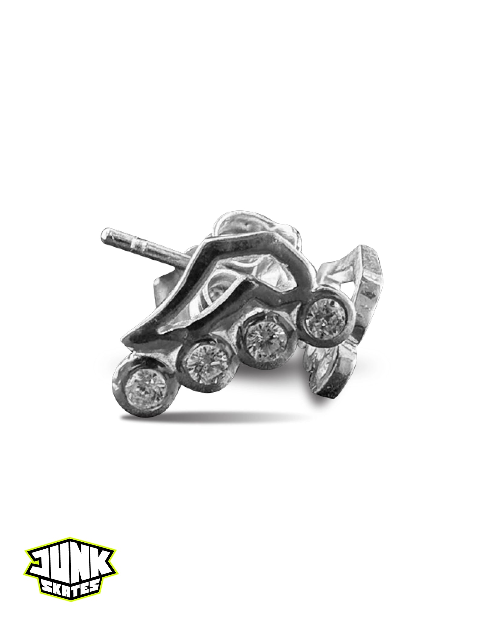 Inline Skate Stud Earrings with CZ Wheel Stones 🛼✨ – Solid Sterling Silver (Handmade in Texas 🇺🇸)