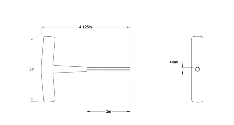 Junk T-Handle Hex Key 4mm 🔧🛼 – Stainless Steel, Cushion Grip, USA-Made 🇺🇸