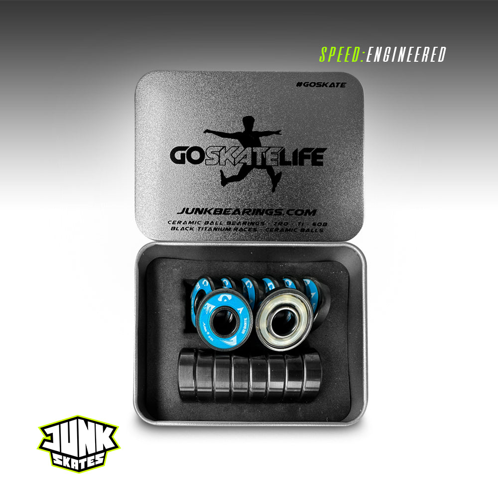 Junk Go Skate Life Ceramic Bearings 🛼🔥 – Black Titanium + White Ceramic Balls