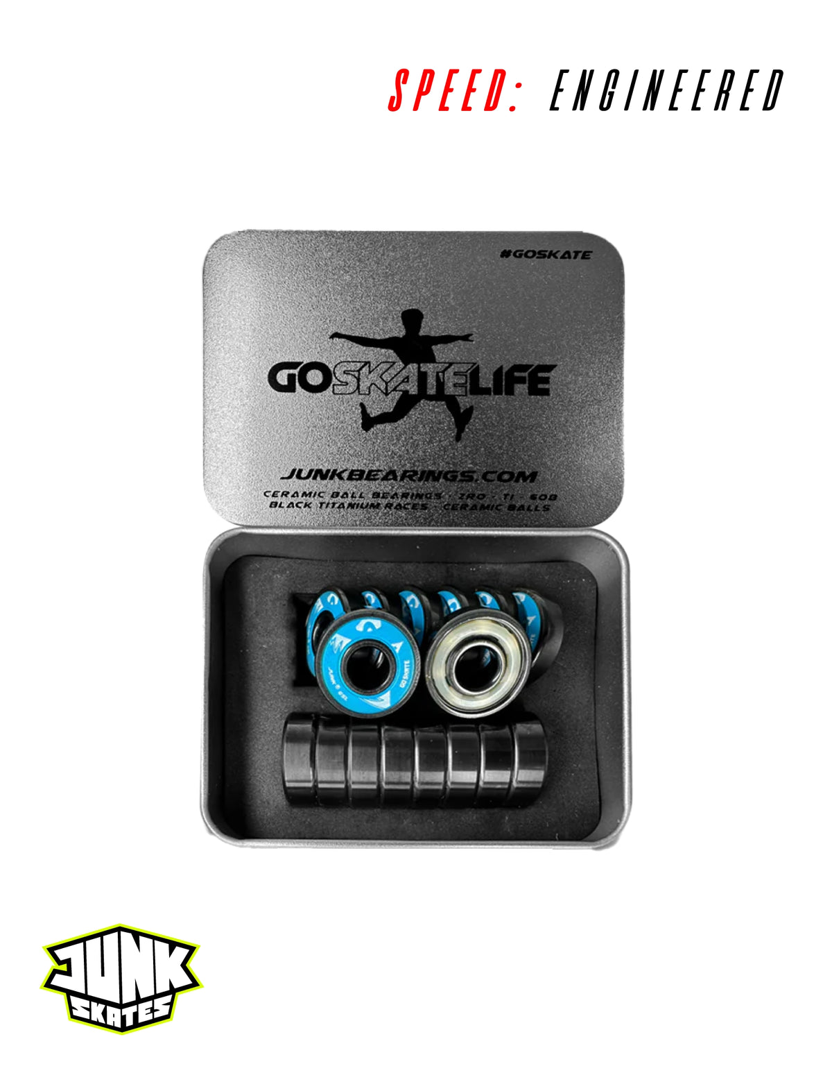 Junk Go Skate Life Ceramic Bearings 🛼🔥 – Black Titanium + White Ceramic Balls