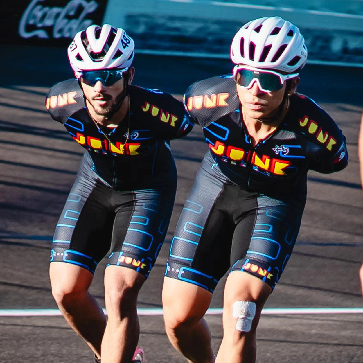 Junk Skates Junk Man Uniform inline speed skating Junk Wheels Michael Pasquarella and Saul Herreno 