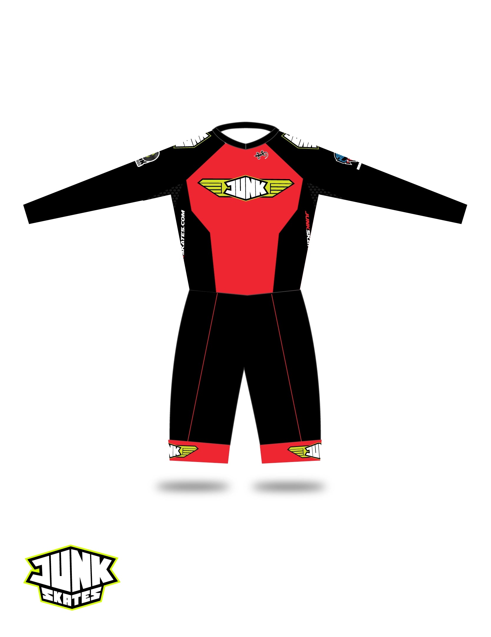 Junk Wheels Skull - Red Pro Racing Suit Long Sleeve