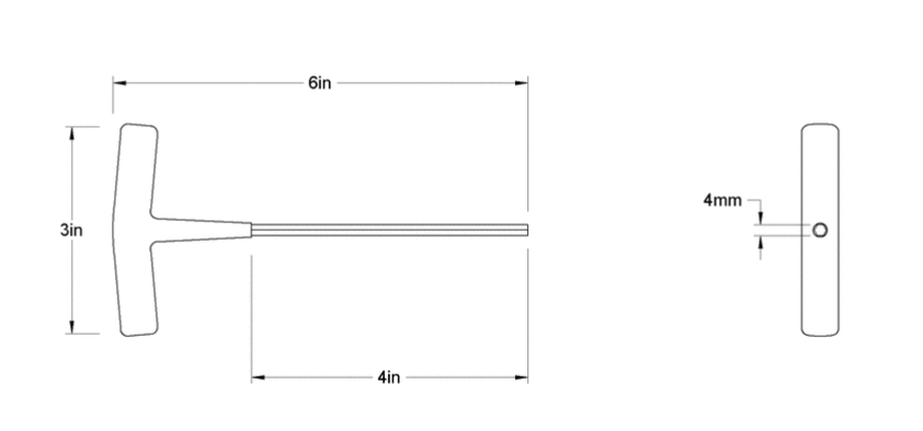 Junk T-Handle Hex Key 4mm 🔧🛼 – Stainless Steel, Cushion Grip, USA-Made 🇺🇸