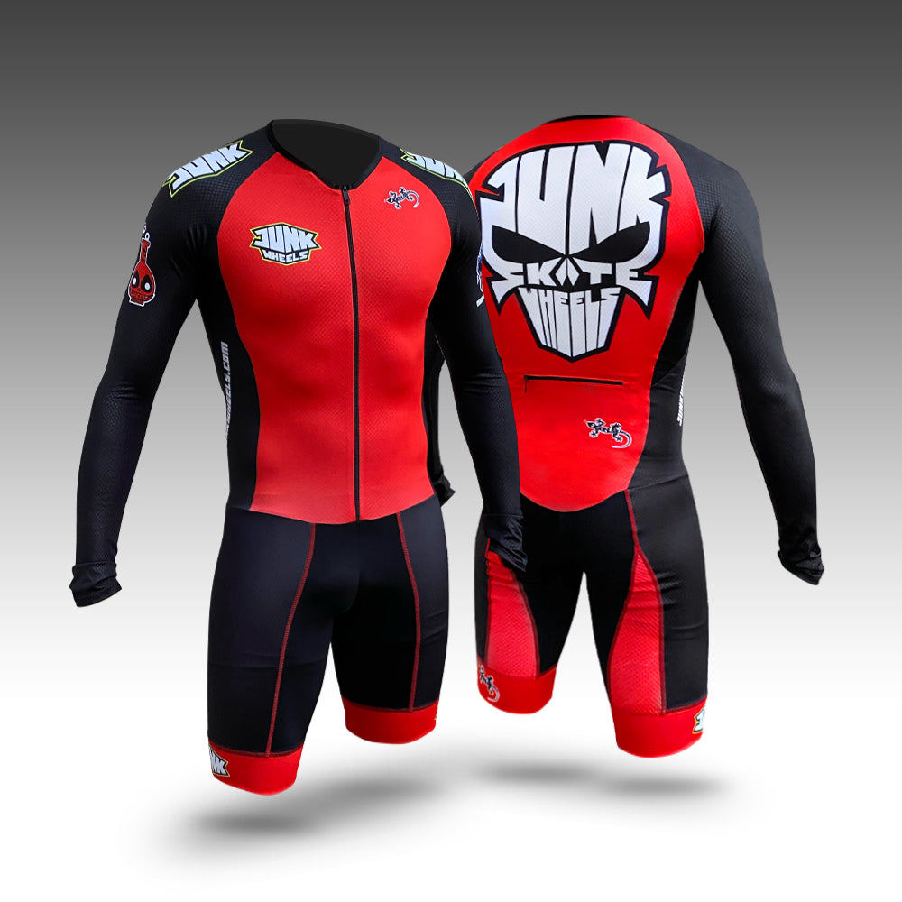 Junk Wheels Skull - Red Pro Racing Suit Long Sleeve